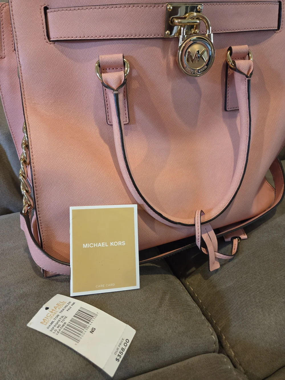 Michael Kors Blush Pink Saffiano Leather Tote with Gold Hardware